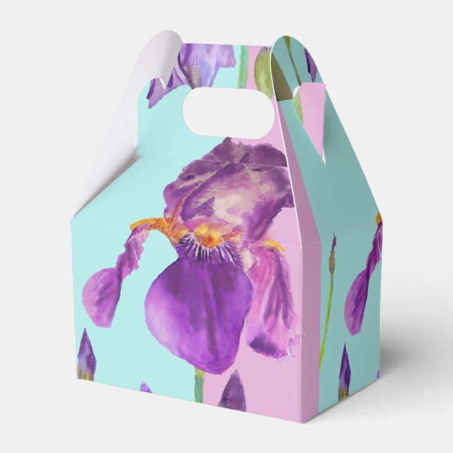 Ballotins Iris Mariage Gâteau Ballotin violet Aqua Fleurs (Verso)