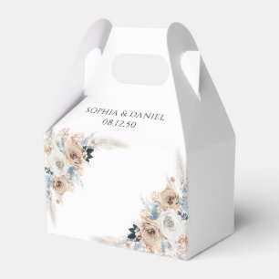 Ballotins Ivory Et Boho Bleu Floral Wedding Favor Box