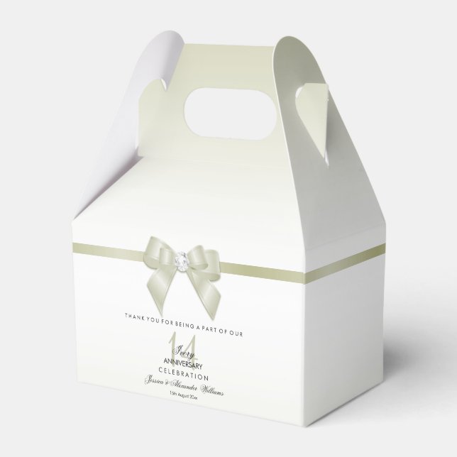Ballotins Ivory Gem Bow & Ribbon 14e anniversaire de Mariage (Verso)