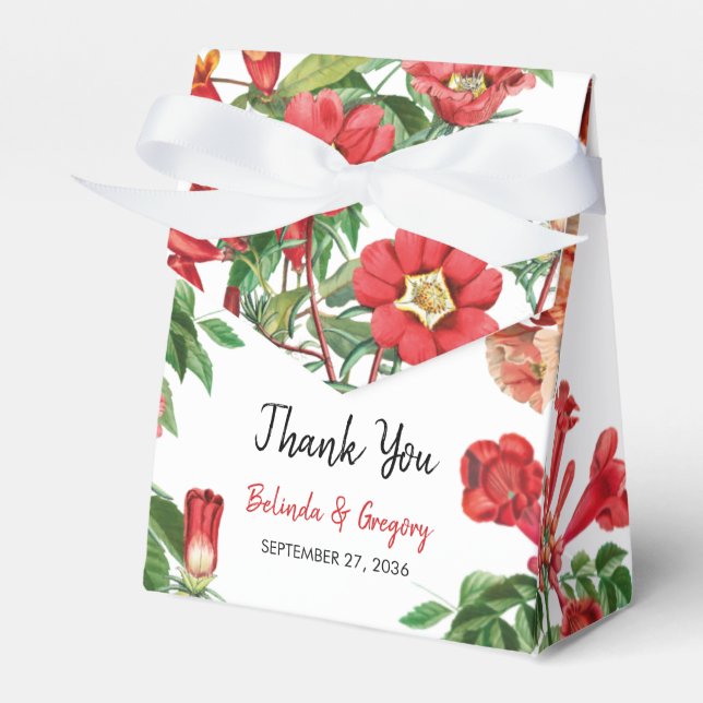 Ballotins Jardin Floral Rouge Mariage de fleurs botaniques (Verso)