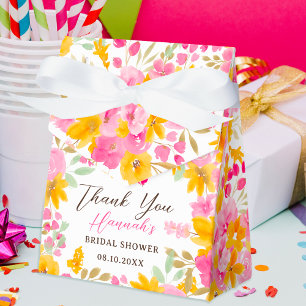 Ballotins Jardin jaune rose floral aquarelle douche de marié