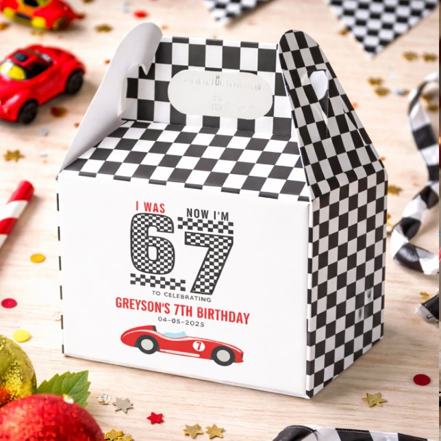 Ballotins J'avais 6 ans maintenant j'ai 7 ans Fête d'anniver (I Was 6 Now I'm 7 Race Car Boy 7th Birthday Party favor box)