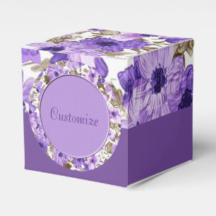 Ballotins Joli Ballotin de Cube Florale violet et blanc