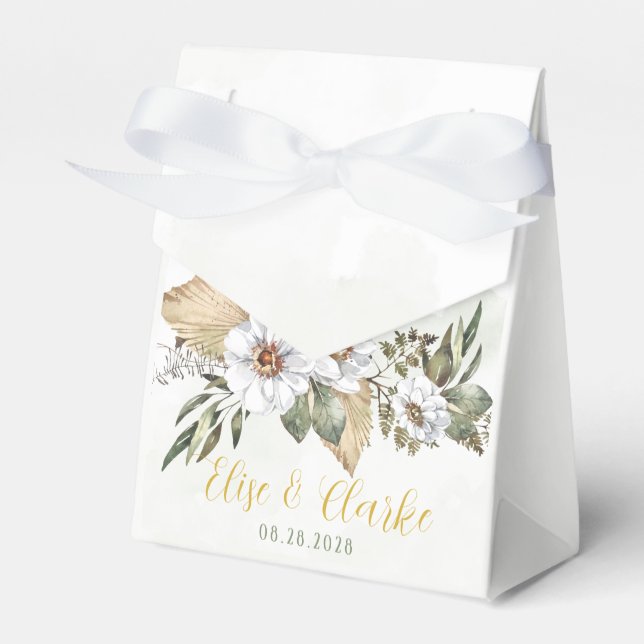 Ballotins Joli Sage White Peony Mariage Boîte de Faveur (Verso)