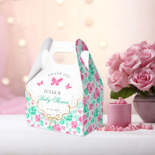 Ballotins Jolie rose rose florale ruban doré Baby shower