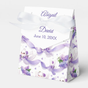 Ballotins Jolis colombes de mariage avec lilas et rubans