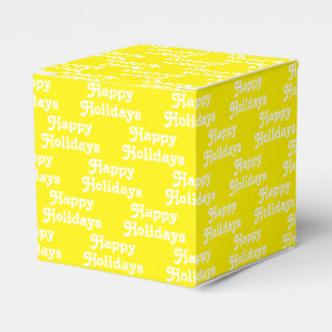 Ballotins "Joyeuses fêtes" jaune blanc cadeau de vacances