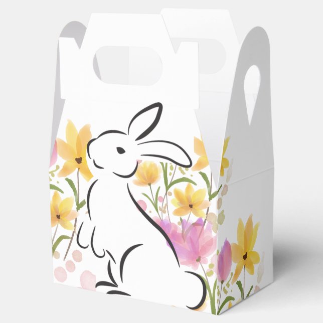 Ballotins Joyeuses Fleurs d'aquarelle de lapin de Pâques (Ouvert)