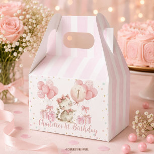 Ballotins Joyeux Anniversaire Chat Chaton Ballons Roses 1er