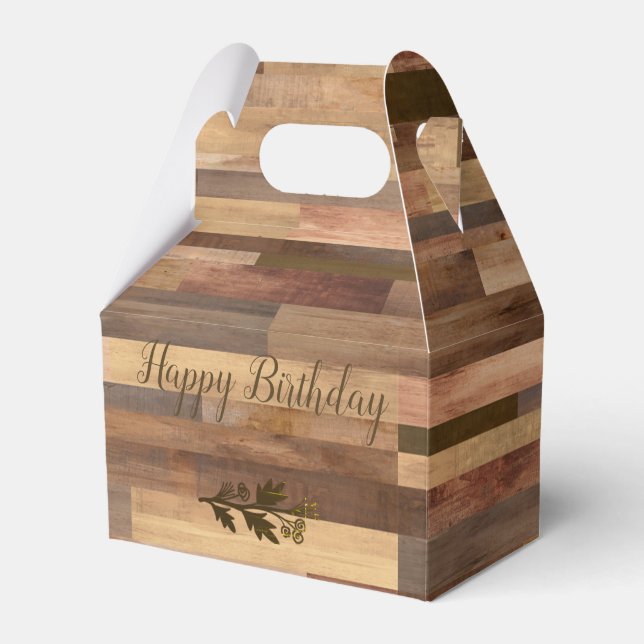 Ballotins Joyeux anniversaire Faux Wood avec Laurel Ballotin (Verso)