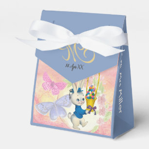 Ballotins Joyeux lapin de Pâques Monogramme Aquarelle Bleu E