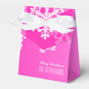 Ballotins Joyeux Noël élégant Motif de flocons de neige rose