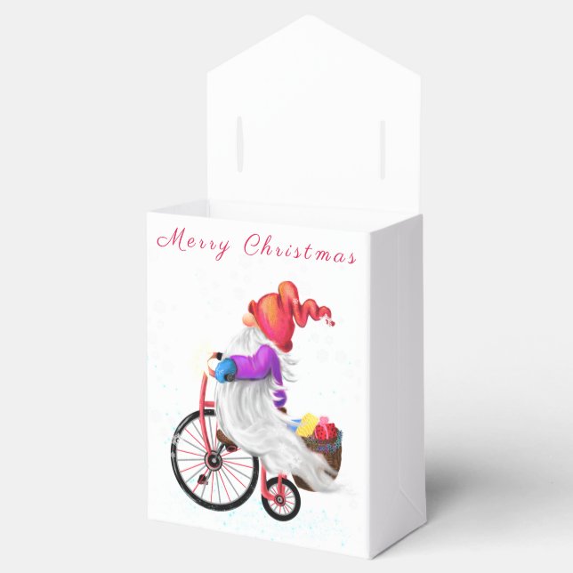 Ballotins Joyeux Noël - Gnome drôle avec vélo et cadeaux  (Ouvert)