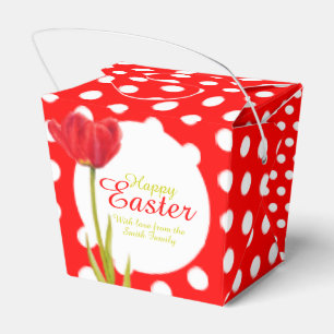 Ballotins Joyeux Pâques rouge tulip polka point cadeau faveu