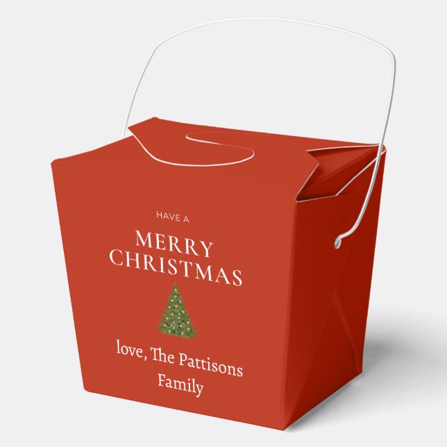 Ballotins Joyeux voeux de Noël avec arbre sur coutume rouge (Recto)