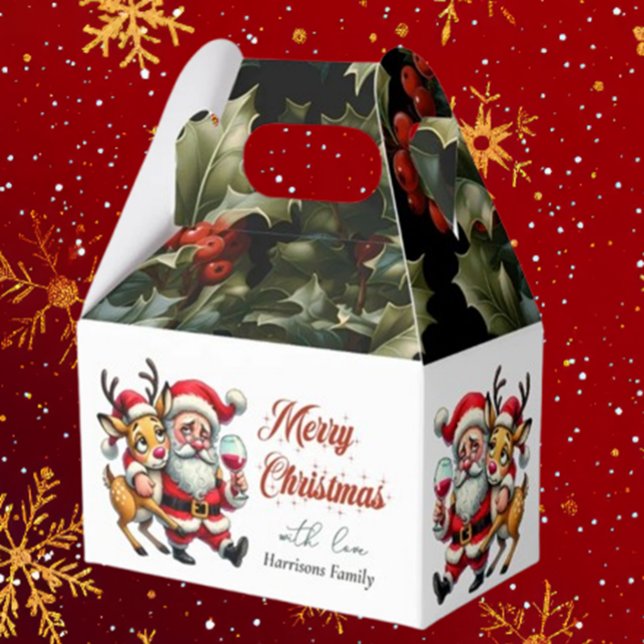 Ballotins Joyeux voeux de Noël Père Noël (Spread joy this holiday season with Brett Designs' Merry Christmas Greetings Santa Favor Boxes. )