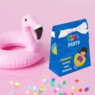 Ballotins Kids Birthday Pool Party Cute Custom Brunette Girl