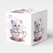 Kitten en Coupe Ballotin Fleurs roses