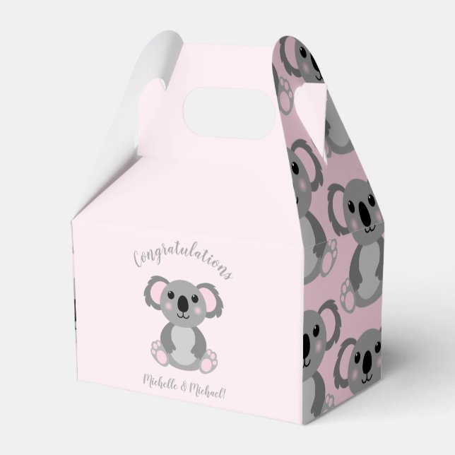 Ballotins Koala ours Baby shower fille rose (Verso)