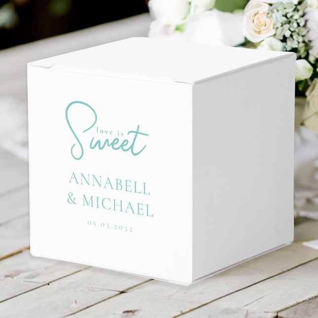 Ballotins L'amour est doux ! Élégant, Simpel, Mariage (Love is Sweet! Elegant, Simpel, Wedding Favor Boxes with your names and date.)
