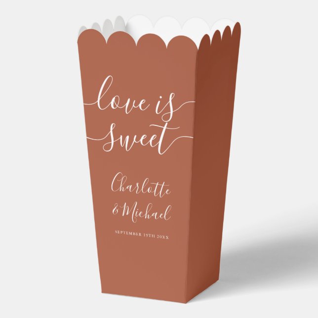 Ballotins L'amour est sucré en terre cuite Mariage Popcorn (Recto)