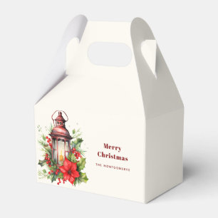 Ballotins Lanterne rouge de Noël Poinsettia et pin