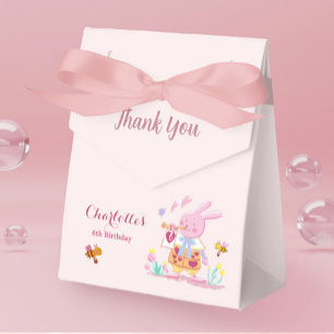 Ballotins Lapin de jardin fille d'anniversaire aquarelle ros