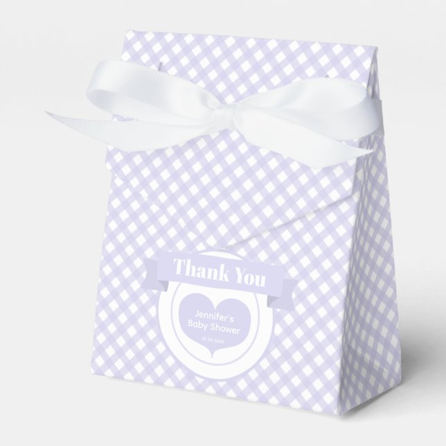Ballotins Lavande En vichy Baby shower Motif Merci (Verso)