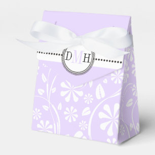 Ballotins Lavande, motif floral blanc, mariage personnalisé