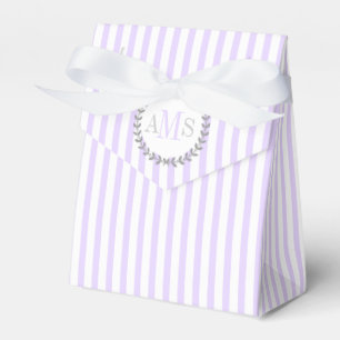 Ballotins Lavande violet, bandes blanches mariage monogramme