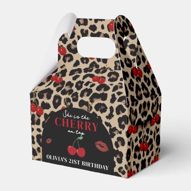 Ballotins Leopard Cheetah Cherry Birthday Favor Box (Verso)