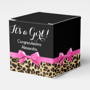 Ballotins Leopard Hot rose Bow C'est un Baby shower Safari f