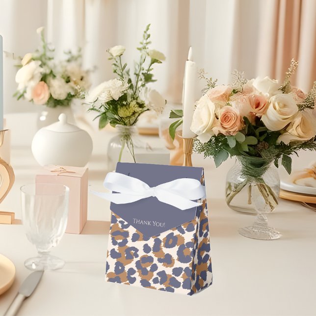 Ballotins Leopard Motif-Bleu et Brown (Leopard Pattern-Blue and Brown- Favor Boxes )