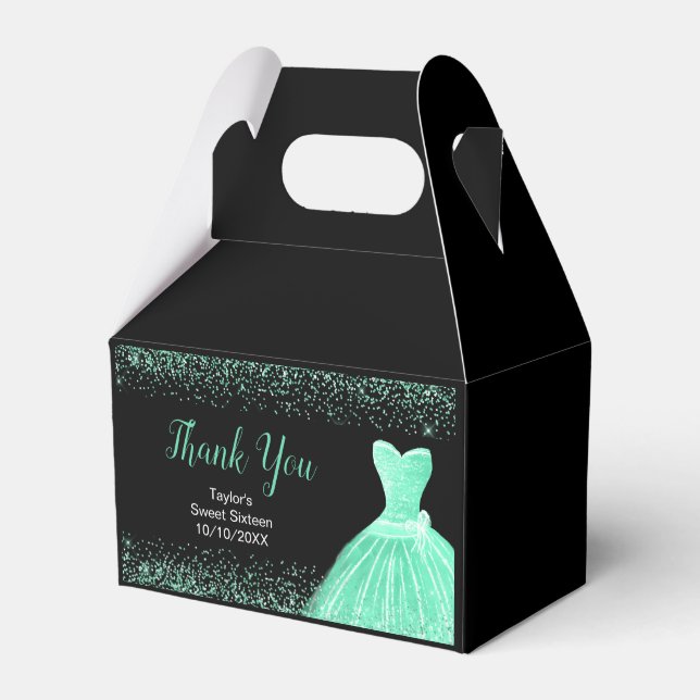 Ballotins Light Green Dress Faux Glitter Sweet 16 Birthday (Verso)