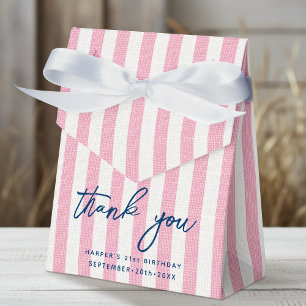 Ballotins Linge Look rayé Anniversaire Merci rose