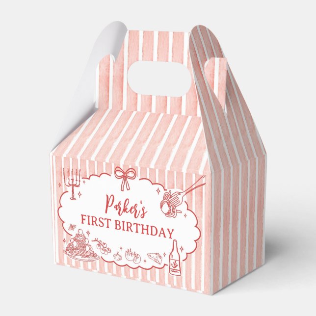 Ballotins Little Meatball Pasta Birthday Party Favor Box (Verso)