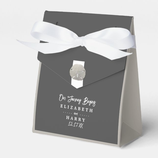 Ballotins Lone Sand Dollar - Charcoal Grey - Beach Wedding (Verso)