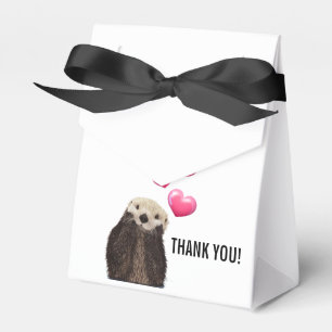 Ballotins Loutre mignonne avec le Merci rose de coeurs