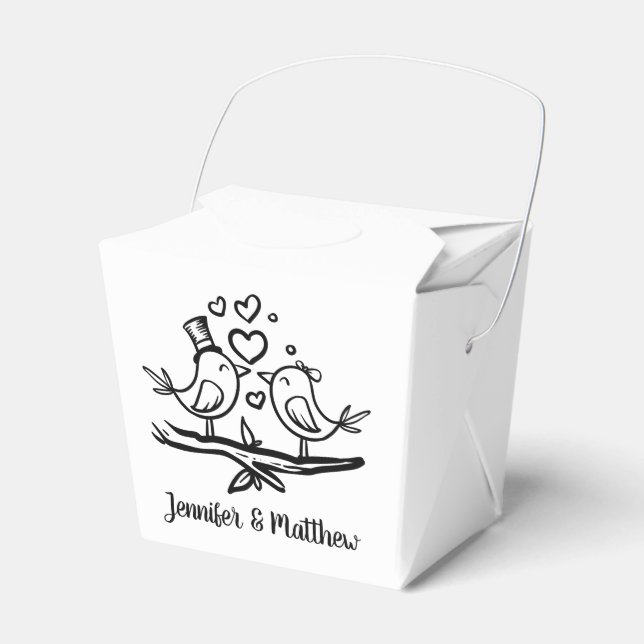 Ballotins Lovebirds de fête personnalisée Mariage noir blanc (Verso)