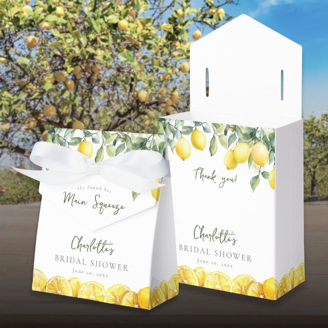 Ballotins Lundi de Pentecôte Fleurs d'Eau Mariage (Main Squeeze Watercolor Lemons Bridal Shower Favor Boxes)