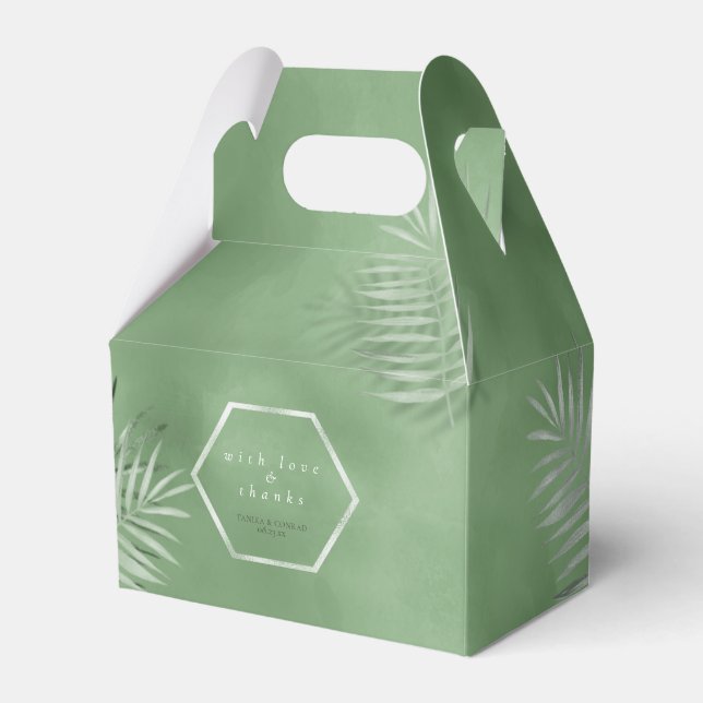 Ballotins Lush Palm Leaf Mariage Merci Moss Green ID956 (Verso)