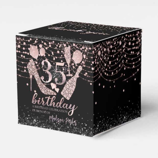 Ballotins Luxe 35e anniversaire rose Parties scintillant noi (Verso)