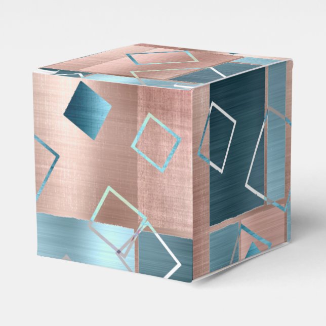 Ballotins Luxe Abstrait | Rose de cuivre Gold et formes Turq (Verso)