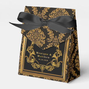 Ballotins Luxueux Art Nouveau Noir et Or Mariage Royal