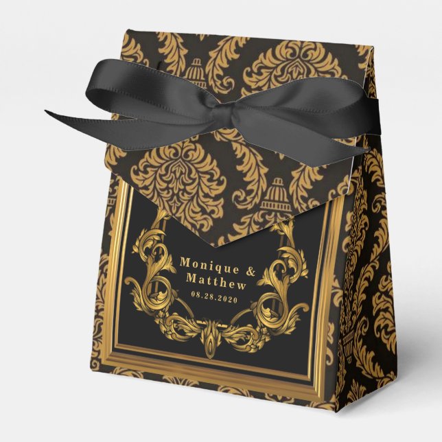 Ballotins Luxueux Art Nouveau Noir et Or Mariage Royal (Verso)