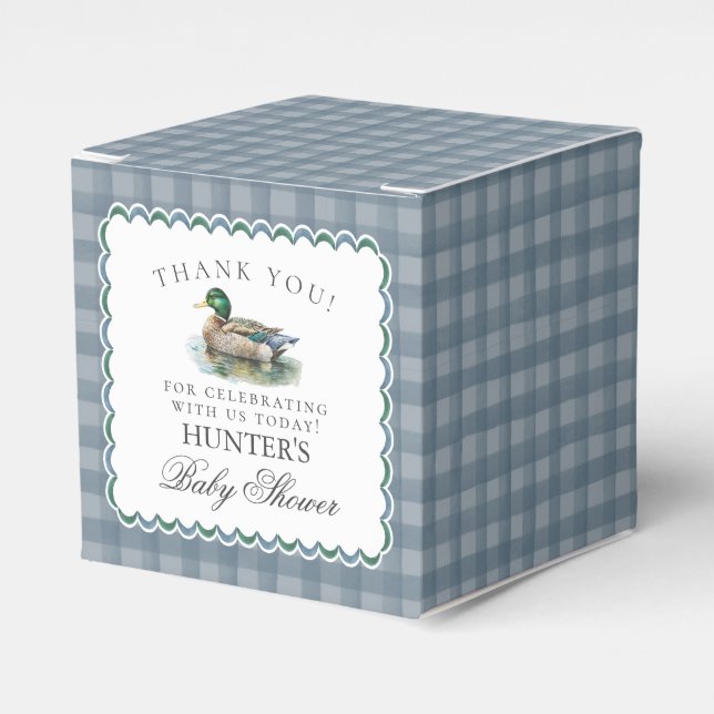 Ballotins Mallard Duck Hunting Boy Baby Shower Favor Boxes (Verso)