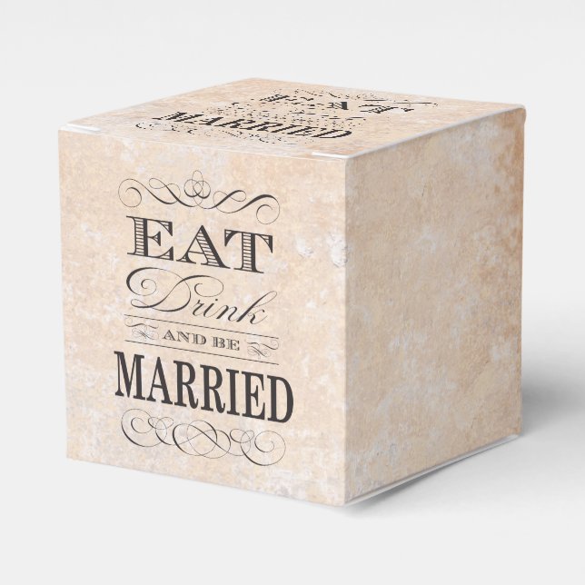 Ballotins Mangez Boire et être marié Mariage Favor Box (Verso)