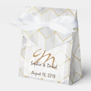 Ballotins Marbre blanc avec Motif Gold Cube + Monogramme