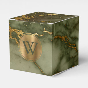 Ballotins Marbre Vert Olive Monogramme Or