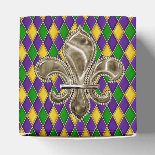 Ballotins Mardi Gras Arlequin motif avec Fleur de Lis (Haut)